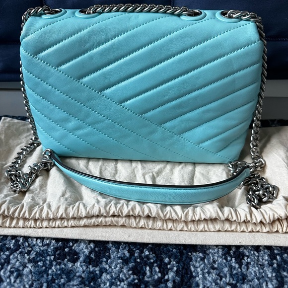 Tory Burch Blue Kira Diamond Quilt Convertible Shoulder Bag - Picture 10 of 16